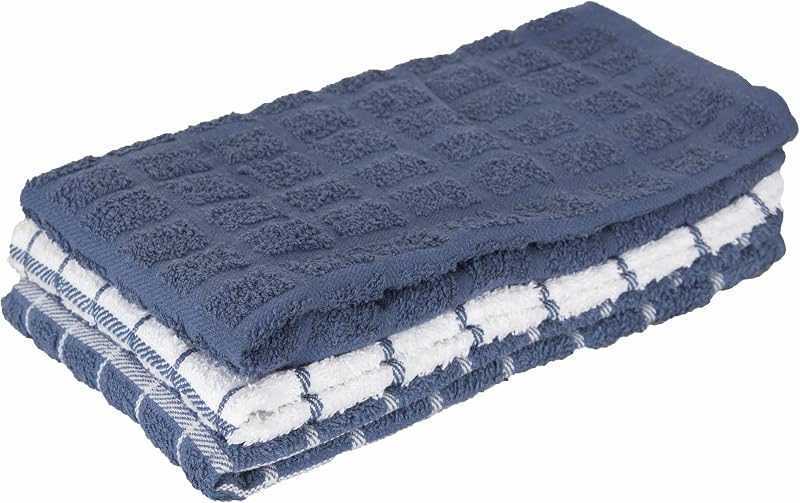 Ritz Premium 100% Cotton Terry Check Kitchen Dish Towels - Highly Absorbent, Super Soft, Long-Lasting, 25"x15…
