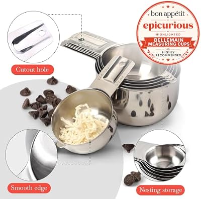 Bellemain Stainless Steel Measuring Cups Set of 6, Nesting Design — view 3