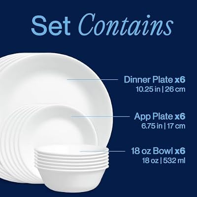 Corelle Vitrelle 18-Piece Service for 6 Dinnerware Set Triple Layer Glass and Chip Resistant, Lightweight Rou… — view 4