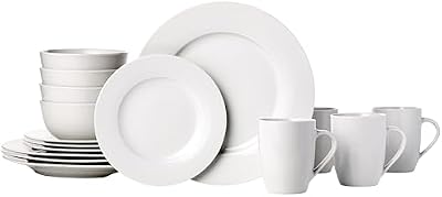 Amazon Basics 16-Piece Porcelain Dinnerware Set, Microwave and Dishwasher Safe, Service for 4, Plates, Bowls… — view 2