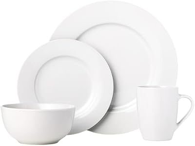 Amazon Basics 16-Piece Porcelain Dinnerware Set, Microwave and Dishwasher Safe, Service for 4, Plates, Bowls… — view 3