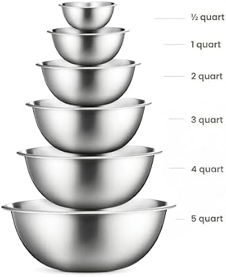 FineDine Stainless Steel Mixing Bowls Set, 6-Piece Metal Bowls — view 3