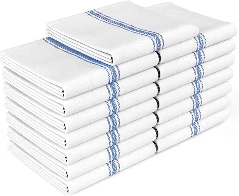 Zeppoli Classic Dish Towels - 15 Pack - 14" by 25" - 100% Cotton Kitchen Towels - Reusable Bulk Cleaning Clot…