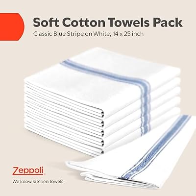 Zeppoli Classic Dish Towels - 15 Pack - 14" by 25" - 100% Cotton Kitchen Towels - Reusable Bulk Cleaning Clot… — view 3