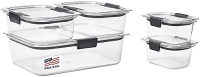 Rubbermaid Brilliance Food Storage Containers, Set of 5 (10 Pieces), BPA-Free, Leak-Proof, Clear — view 2