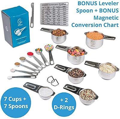 Measuring Cups and Spoons Set, 16-Piece Stainless Steel, Leveler & Chart — view 3