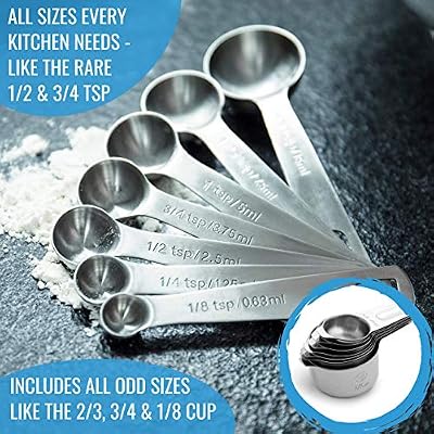 Measuring Cups and Spoons Set, 16-Piece Stainless Steel, Leveler & Chart — view 4