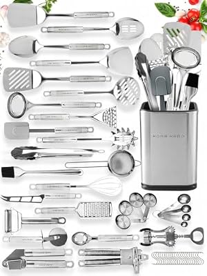 Home Hero 54-Piece Stainless Steel Kitchen Utensils Set - Heat-Resistant Nonstick Silicone & Stainless Steel… — view 2
