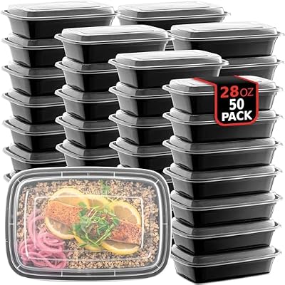50-Pack Reusable Meal Prep Containers Microwave Safe Food Storage Containers with Lids, 28 oz - 1 Compartment… — view 2