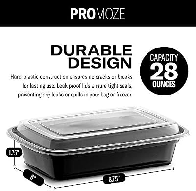 50-Pack Reusable Meal Prep Containers Microwave Safe Food Storage Containers with Lids, 28 oz - 1 Compartment… — view 4