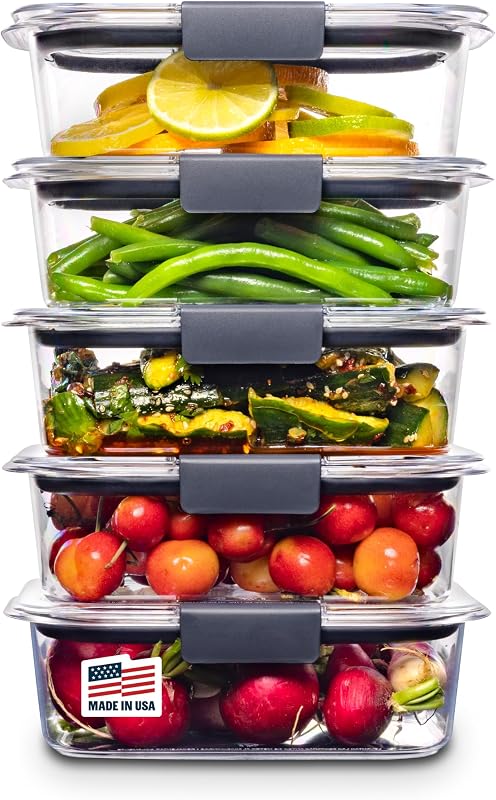 Rubbermaid Brilliance Tritan Plastic Food Storage Containers BPA Free Airtight Lids Ideal for Lunch Meal Prep…