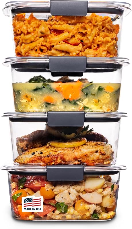 Rubbermaid Brilliance BPA Free Airtight Food Storage Containers with Lids, Set of 4 (4.7 Cup) Ideal for Lunch…