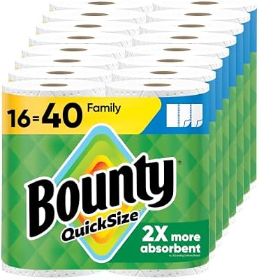 Bounty Paper Towels Quick Size, White, 16 Family Rolls = 40 Regular Rolls — view 2