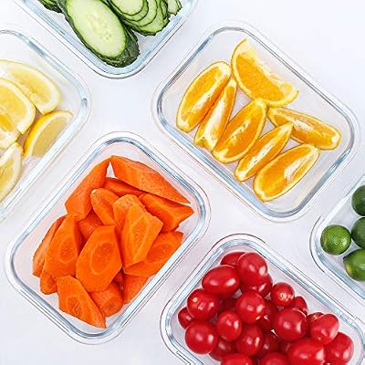 M MCIRCO 10 Pack,22 oz Glass Food Storage Containers with lids, Gray — view 3