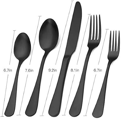 Matte Black Silverware Set, Satin Finish 20-Piece Stainless Steel Flatware Set,Kitchen Utensil Set Service fo… — view 3