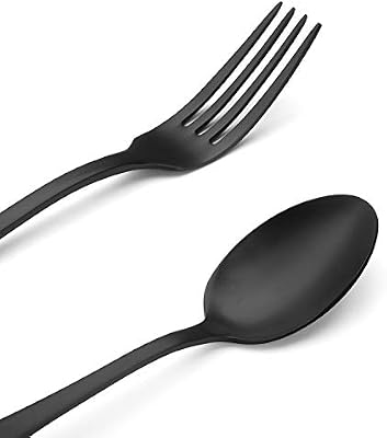Matte Black Silverware Set, Satin Finish 20-Piece Stainless Steel Flatware Set,Kitchen Utensil Set Service fo… — view 4