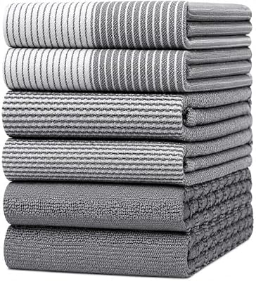 Premium Kitchen Towels 6 Pack 100% Cotton, 20"x28" Dish Towels - Grey — view 2