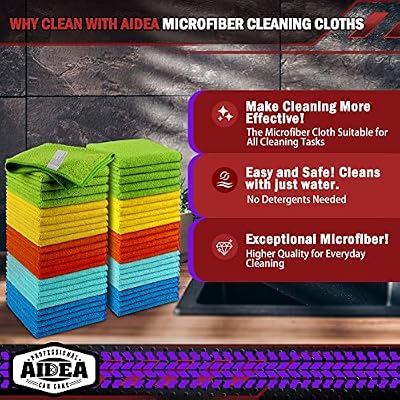 AIDEA Microfiber Cleaning Cloth-50PK, Microfiber Towels for Cars, 12"×12" — view 3