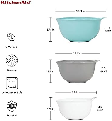 KitchenAid Universal Nesting Plastic Mixing Bowls, Set Of 3, 2.5 quart, 3.5 quart, 4.5 quart, Non Slip Base w… — view 4