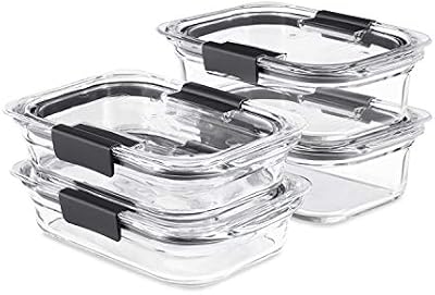 Rubbermaid Brilliance Glass Food Storage set of 4 containers 8 total pieces (4 containers + 4 lids) for Lunch… — view 2
