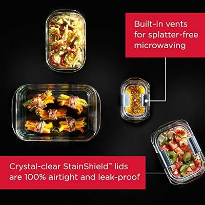 Rubbermaid Brilliance Glass Food Storage set of 4 containers 8 total pieces (4 containers + 4 lids) for Lunch… — view 3