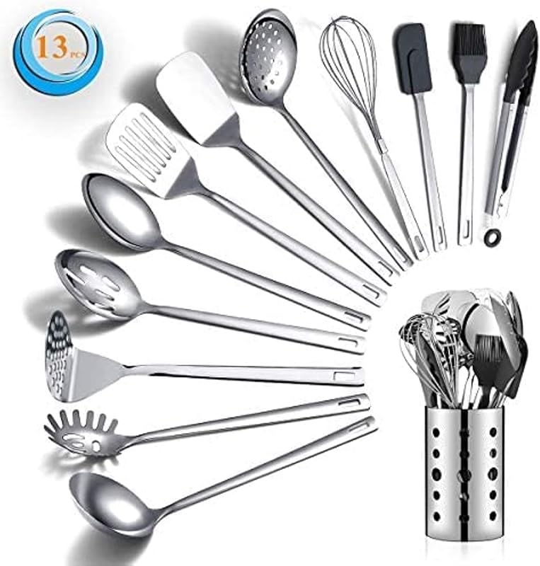 Stainless Steel Cooking Utensils Set, Berglander 13 Pieces Kitchen Utensils Set, Kitchen Tools Set With Utens…