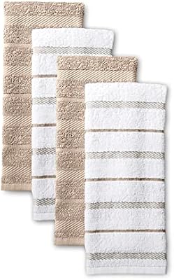 KitchenAid Albany Kitchen Towel 4-Pack Set, Milkshake Tan/White, 16"x26" — view 2