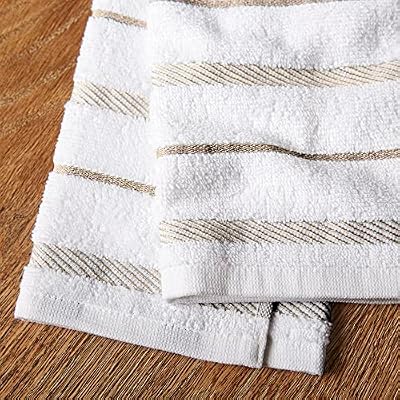 KitchenAid Albany Kitchen Towel 4-Pack Set, Milkshake Tan/White, 16"x26" — view 4