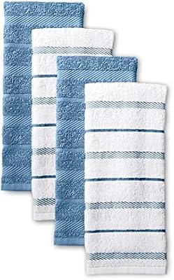 KitchenAid Albany Kitchen Towel 4-Pack Set, Blue Velvet/White, 16"x26" — view 2