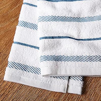 KitchenAid Albany Kitchen Towel 4-Pack Set, Blue Velvet/White, 16"x26" — view 4
