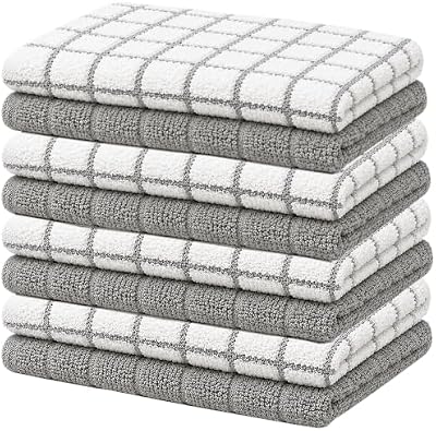 Bumble Dish Cloths (8-Pack), 100% Cotton Kitchen Towels, 12"x12" - Gray — view 2