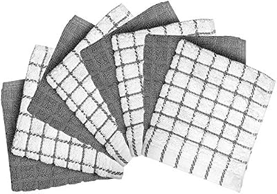 Bumble Dish Cloths (8-Pack), 100% Cotton Kitchen Towels, 12"x12" - Gray — view 3