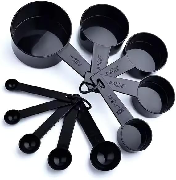 Ovenza Measuring Cups and Spoons Set, 10 Piece BPA-Free Plastic Kitchen Measuring Set, 5 Cups & 5 Spoons, Dis…