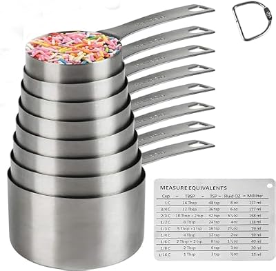 Measuring Cups Set, 18/8 Stainless Steel Measuring Cups Set with Magnetic Conversion Chart, Dry&Liquid Metal… — view 2