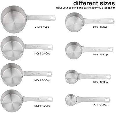 Measuring Cups Set, 18/8 Stainless Steel Measuring Cups Set with Magnetic Conversion Chart, Dry&Liquid Metal… — view 3