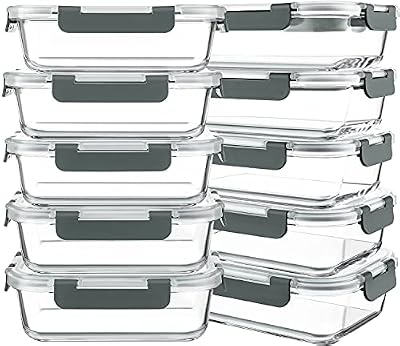 KOMUEE 10 Packs 30 oz Glass Meal Prep Containers with Lids — view 2