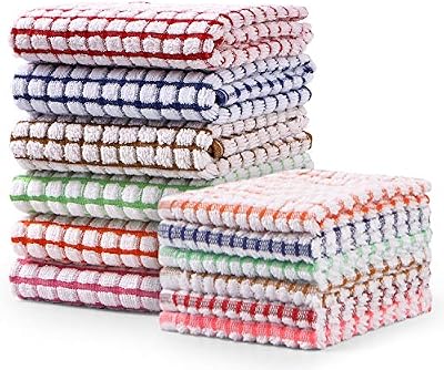 Kitchen Towels and Dishcloths Set, 16 x 25 12 12, Set of Bulk Cotton Dish for Washing Dishes Rags Everyday Co… — view 2