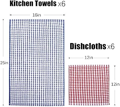 Kitchen Towels and Dishcloths Set, 16 x 25 12 12, Set of Bulk Cotton Dish for Washing Dishes Rags Everyday Co… — view 3