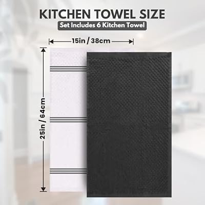 Infinitee Xclusives Kitchen Towels - 6 Pack - Cotton Dish Towel |15" x 25"| — view 4