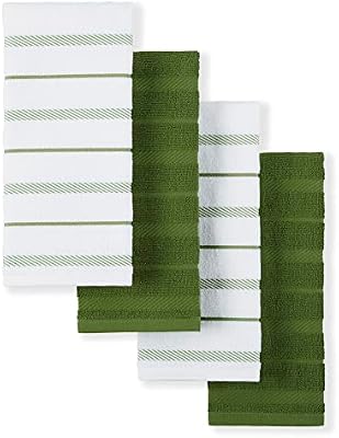 KitchenAid Albany Kitchen Towel 4-Pack Set, Matcha Green/White, 16"x26" — view 2