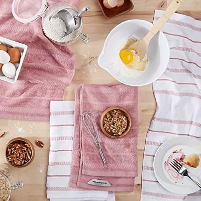KitchenAid Albany Kitchen Towel 4-Pack Set, Dried Rose/White, 16"x26" — view 3