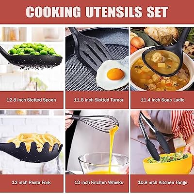RAXCO Kitchen Utensils Set,18-Piece Cooking Utensils and Knife Set,Black — view 4