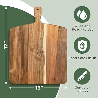 Acacia Wood Cutting Board and Chopping Board with Handle for Meat, Cheese Board, Vegetables, Bread, and Charc… — view 4