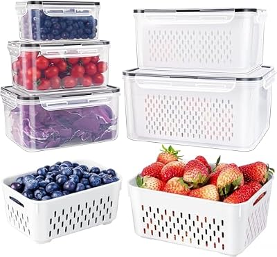 5 PCS Large Fruit storage Containers for Fridge ,Food Storage Containers — view 2