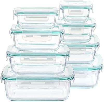 Vtopmart 8 Pack Glass Food Storage Containers with Lids Green — view 2