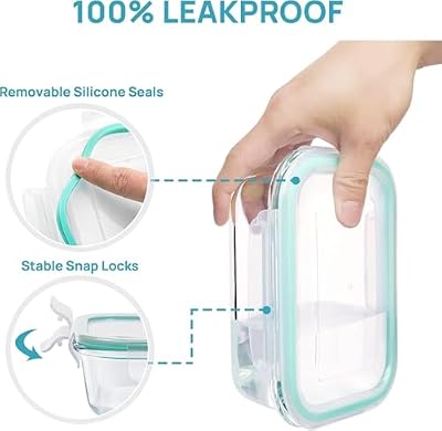 Vtopmart 8 Pack Glass Food Storage Containers with Lids Green — view 4
