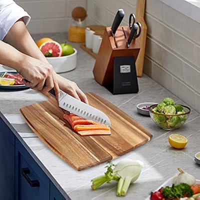 16.6" Large Wood Cutting Board Kitchen with Handle Acacia Charcuterie Board — view 4