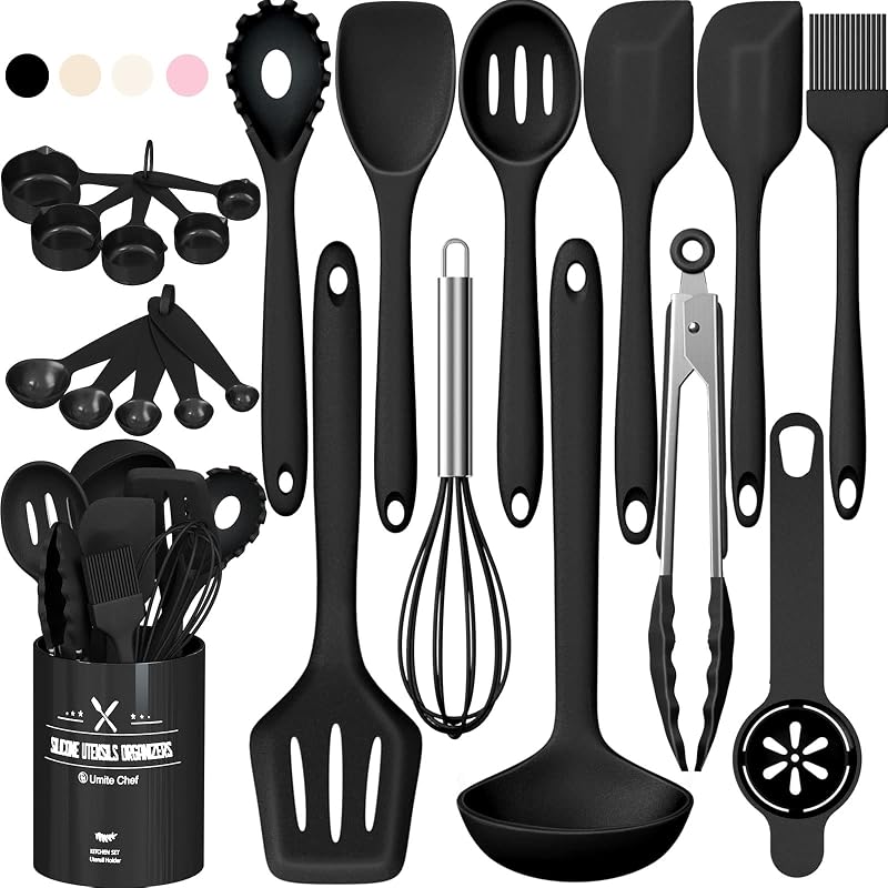 Silicone Kitchen Utensils Set, Umite Chef 22Pcs Cooking Utensils Spatula Set, Heat Resistant Non-Stick Silico…