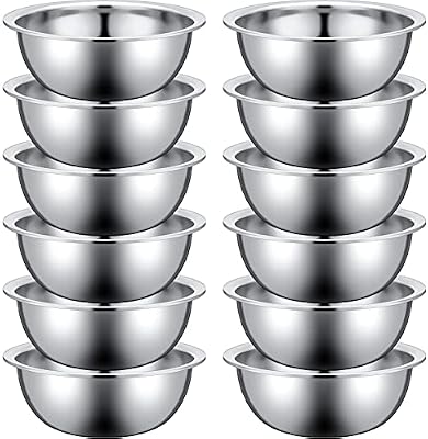 Pinkunn 12 Pcs Stainless Steel Mixing Bowls Bulk, 8.66 x 3 Inch — view 2