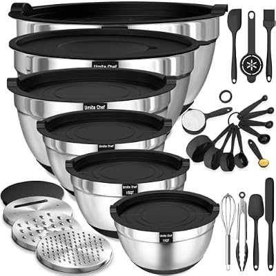 Thickened Heavy-Duty 26pcs Stainless Steel Bowl, Mixing Bowl Set with Lid, Grater Attachment, Non-Slip Bottom… — view 2